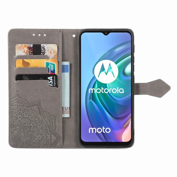 For Motorola Moto G30 / G10 Mandala Flower Embossed Horizontal Flip Leather Case with Bracket / Card Slot / Wallet / Lanyard