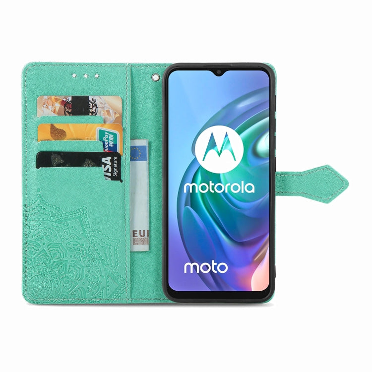 For Motorola Moto G30 / G10 Mandala Flower Embossed Horizontal Flip Leather Case with Bracket / Card Slot / Wallet / Lanyard
