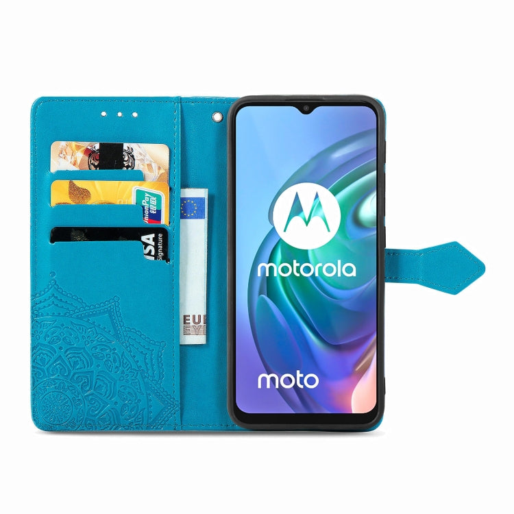 For Motorola Moto G30 / G10 Mandala Flower Embossed Horizontal Flip Leather Case with Bracket / Card Slot / Wallet / Lanyard