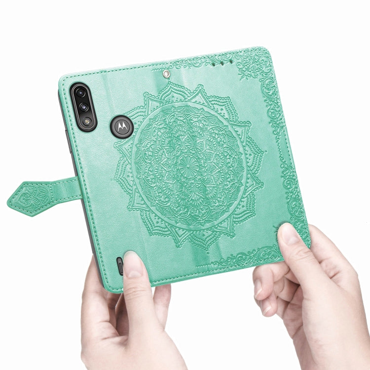 For Motorola Moto E7 Power Mandala Flower Embossed Horizontal Flip Leather Case with Bracket / Card Slot / Wallet / Lanyard