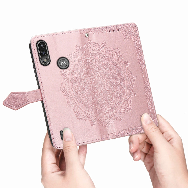 For Motorola Moto E7 Power Mandala Flower Embossed Horizontal Flip Leather Case with Bracket / Card Slot / Wallet / Lanyard