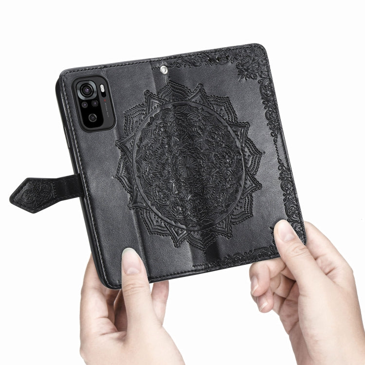 For Xiaomi Redmi Note 10 4G Mandala Flower Embossed Horizontal Flip Leather Case with Bracket / Card Slot / Wallet / Lanyard