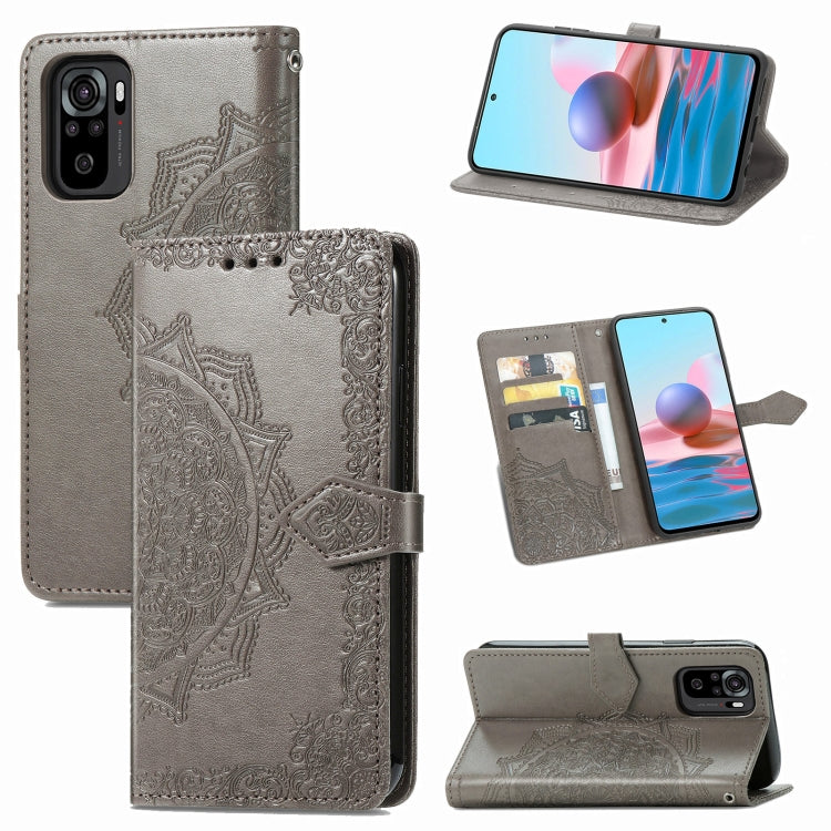 For Xiaomi Redmi Note 10 4G Mandala Flower Embossed Horizontal Flip Leather Case with Bracket / Card Slot / Wallet / Lanyard