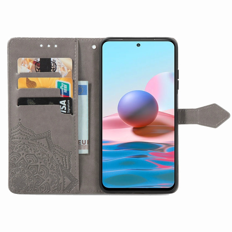 For Xiaomi Redmi Note 10 4G Mandala Flower Embossed Horizontal Flip Leather Case with Bracket / Card Slot / Wallet / Lanyard