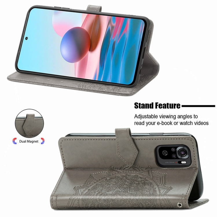 For Xiaomi Redmi Note 10 4G Mandala Flower Embossed Horizontal Flip Leather Case with Bracket / Card Slot / Wallet / Lanyard
