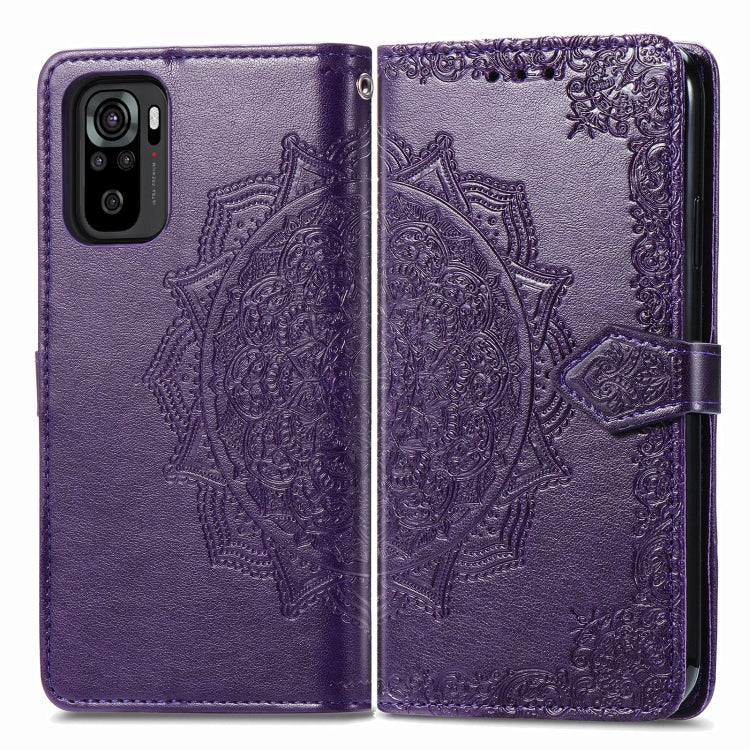 For Xiaomi Redmi Note 10 4G Mandala Flower Embossed Horizontal Flip Leather Case with Bracket / Card Slot / Wallet / Lanyard