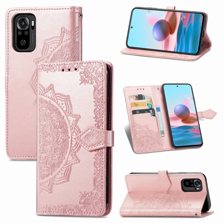 For Xiaomi Redmi Note 10 4G Mandala Flower Embossed Horizontal Flip Leather Case with Bracket / Card Slot / Wallet / Lanyard