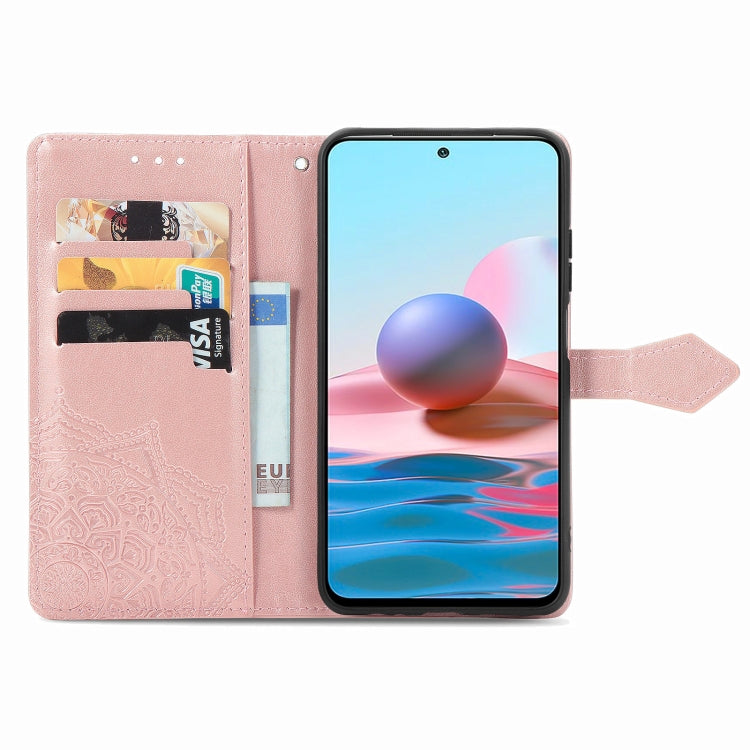 For Xiaomi Redmi Note 10 4G Mandala Flower Embossed Horizontal Flip Leather Case with Bracket / Card Slot / Wallet / Lanyard