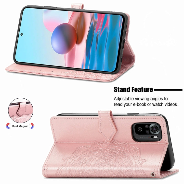 For Xiaomi Redmi Note 10 4G Mandala Flower Embossed Horizontal Flip Leather Case with Bracket / Card Slot / Wallet / Lanyard