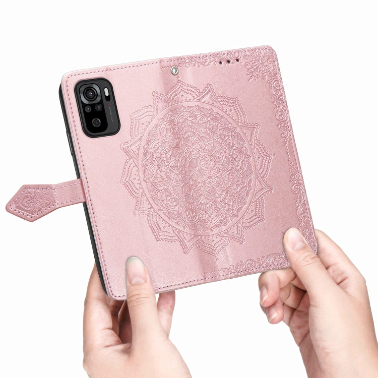 For Xiaomi Redmi Note 10 4G Mandala Flower Embossed Horizontal Flip Leather Case with Bracket / Card Slot / Wallet / Lanyard