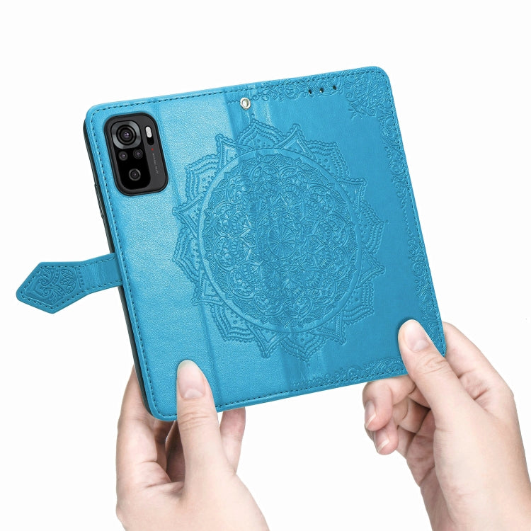 For Xiaomi Redmi Note 10 4G Mandala Flower Embossed Horizontal Flip Leather Case with Bracket / Card Slot / Wallet / Lanyard