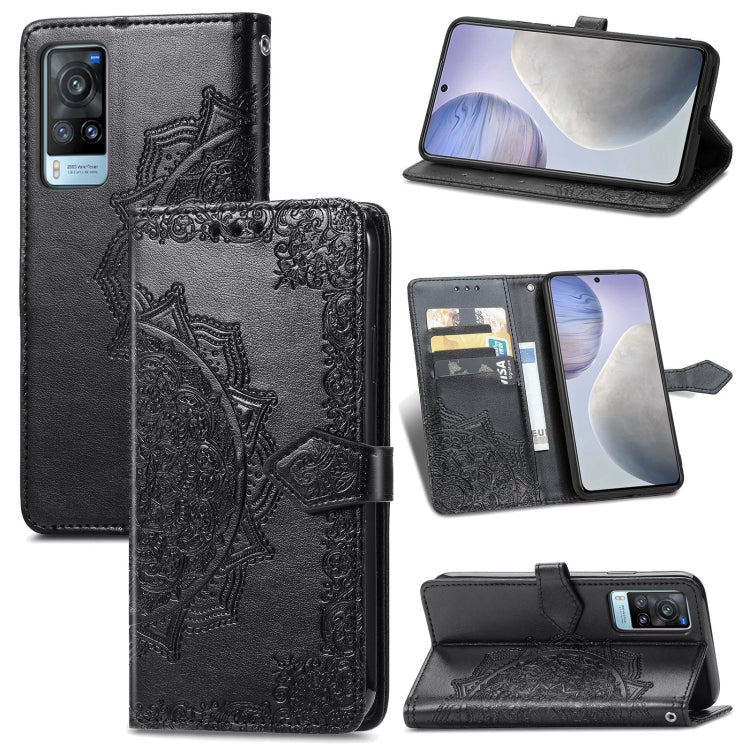 For vivo X60 Mandala Flower Embossed Horizontal Flip Leather Case with Bracket / Card Slot / Wallet / Lanyard