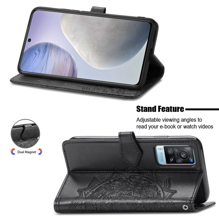For vivo X60 Mandala Flower Embossed Horizontal Flip Leather Case with Bracket / Card Slot / Wallet / Lanyard