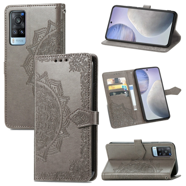 For vivo X60 Mandala Flower Embossed Horizontal Flip Leather Case with Bracket / Card Slot / Wallet / Lanyard