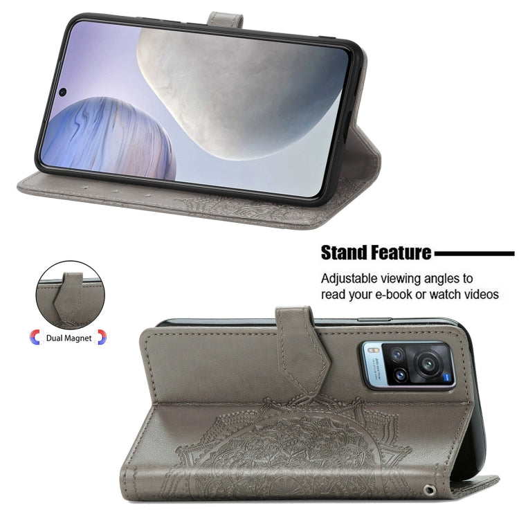 For vivo X60 Mandala Flower Embossed Horizontal Flip Leather Case with Bracket / Card Slot / Wallet / Lanyard