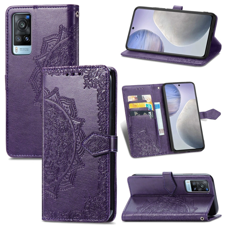For vivo X60 Mandala Flower Embossed Horizontal Flip Leather Case with Bracket / Card Slot / Wallet / Lanyard