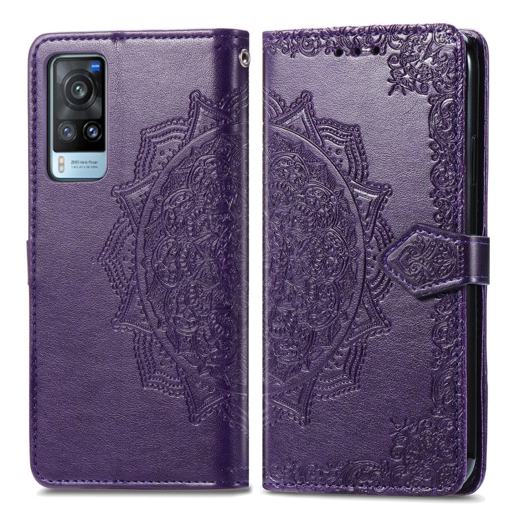 For vivo X60 Mandala Flower Embossed Horizontal Flip Leather Case with Bracket / Card Slot / Wallet / Lanyard