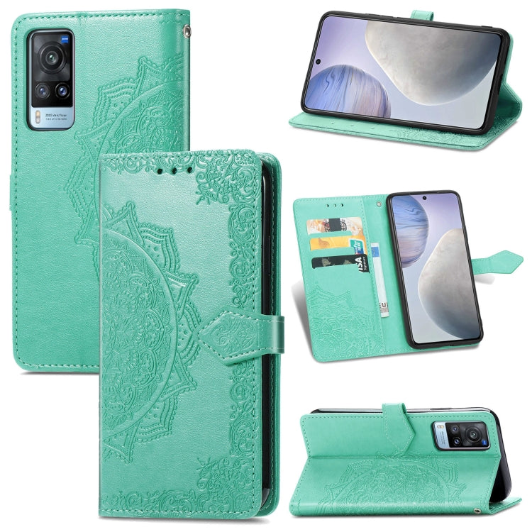 For vivo X60 Mandala Flower Embossed Horizontal Flip Leather Case with Bracket / Card Slot / Wallet / Lanyard