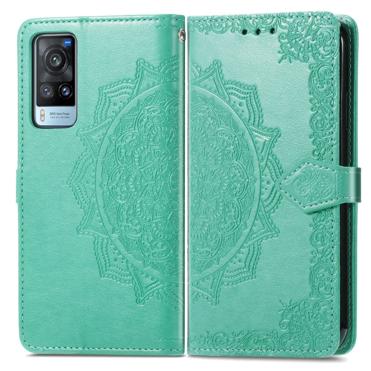 For vivo X60 Mandala Flower Embossed Horizontal Flip Leather Case with Bracket / Card Slot / Wallet / Lanyard