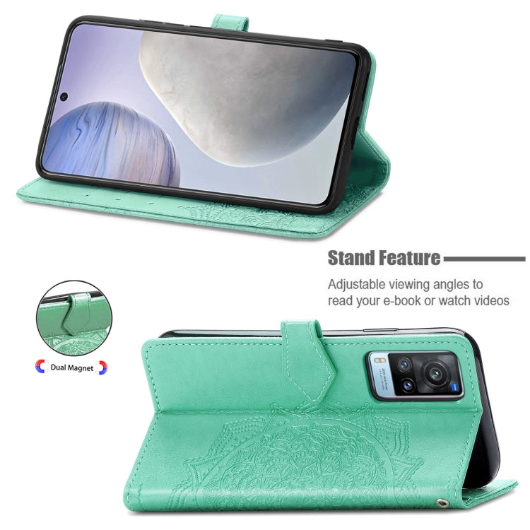 For vivo X60 Mandala Flower Embossed Horizontal Flip Leather Case with Bracket / Card Slot / Wallet / Lanyard