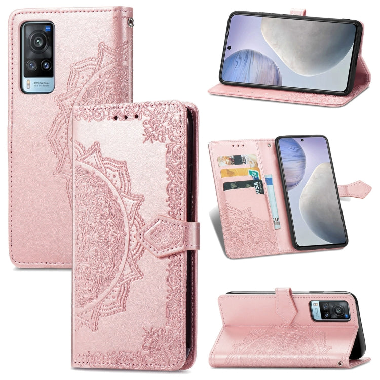 For vivo X60 Mandala Flower Embossed Horizontal Flip Leather Case with Bracket / Card Slot / Wallet / Lanyard