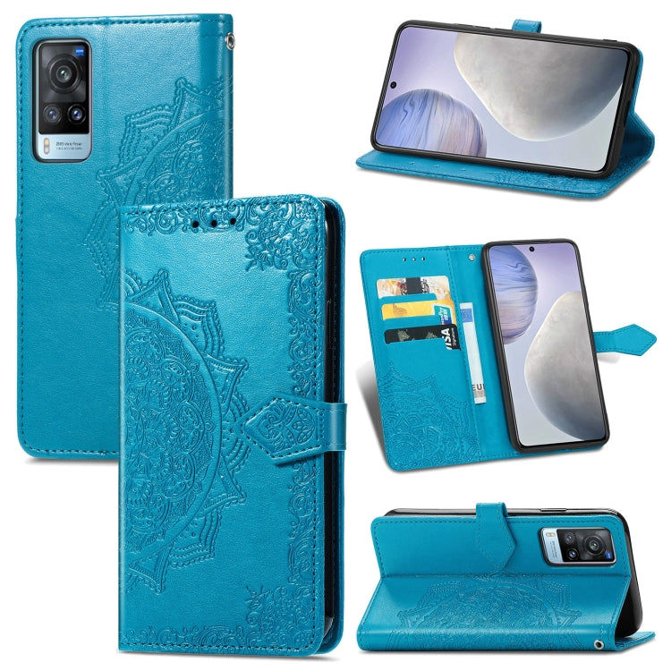 For vivo X60 Mandala Flower Embossed Horizontal Flip Leather Case with Bracket / Card Slot / Wallet / Lanyard