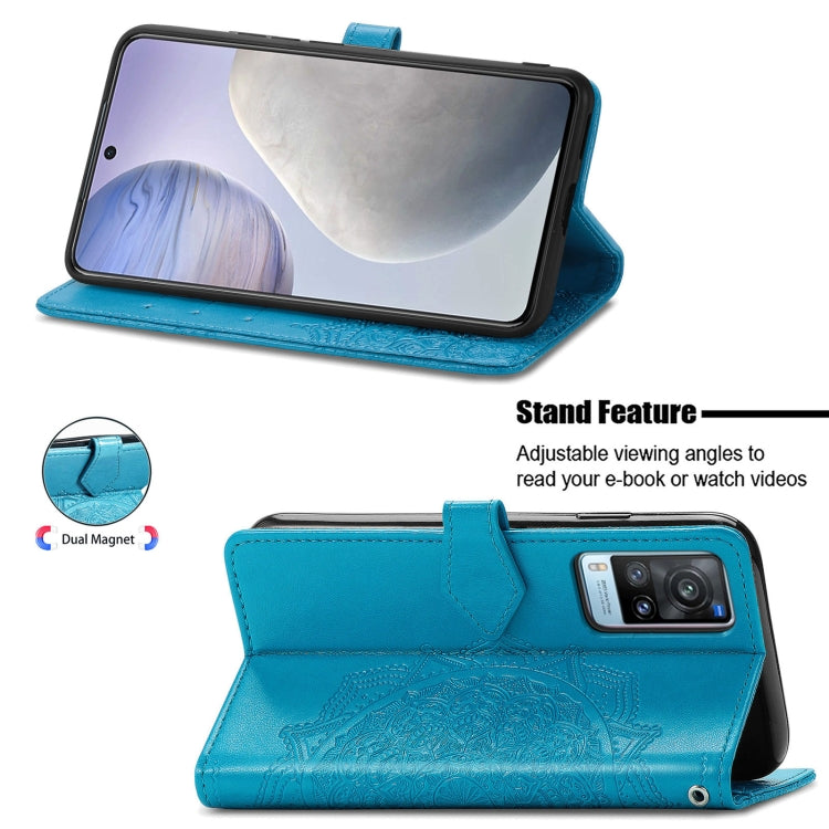 For vivo X60 Mandala Flower Embossed Horizontal Flip Leather Case with Bracket / Card Slot / Wallet / Lanyard