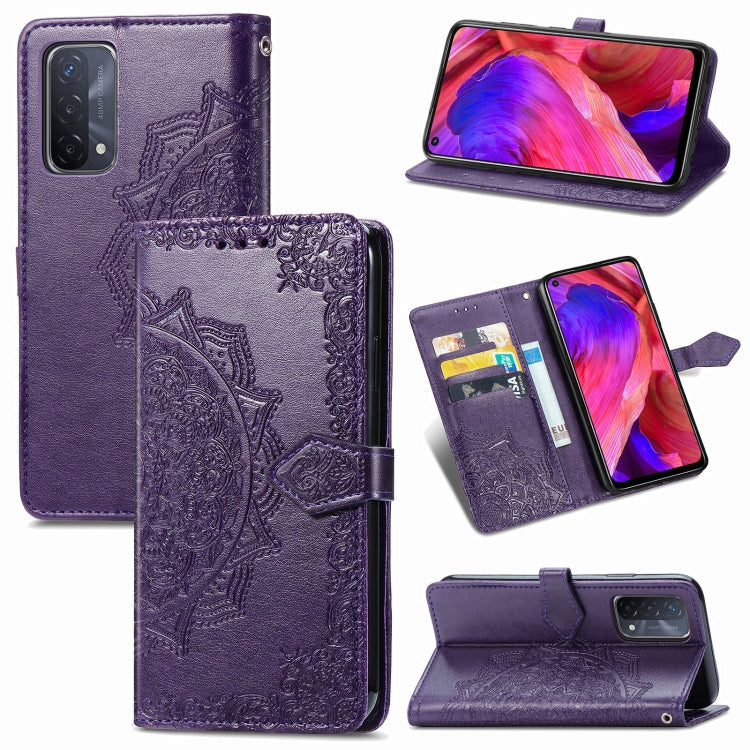 For OPPO A93 5G Mandala Flower Embossed Horizontal Flip Leather Case with Bracket / Card Slot / Wallet / Lanyard