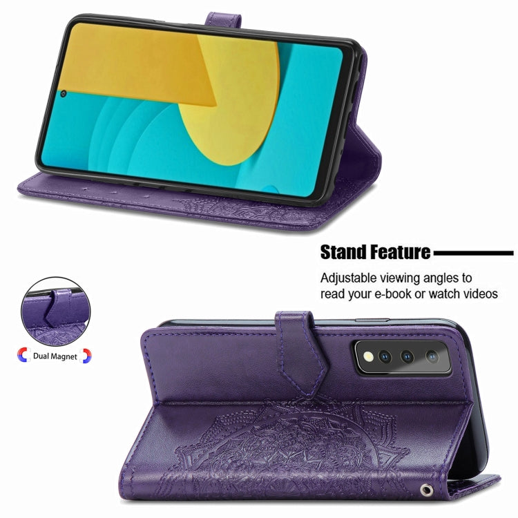 For LG Stylo 7 Mandala Flower Embossed Horizontal Flip Leather Case with Bracket / Card Slot / Wallet / Lanyard