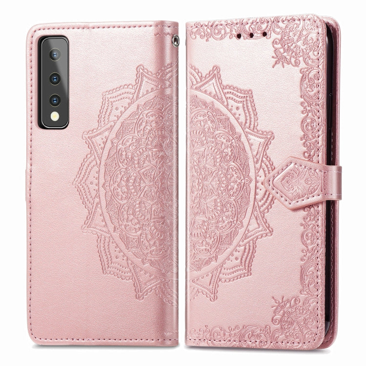 For LG Stylo 7 Mandala Flower Embossed Horizontal Flip Leather Case with Bracket / Card Slot / Wallet / Lanyard