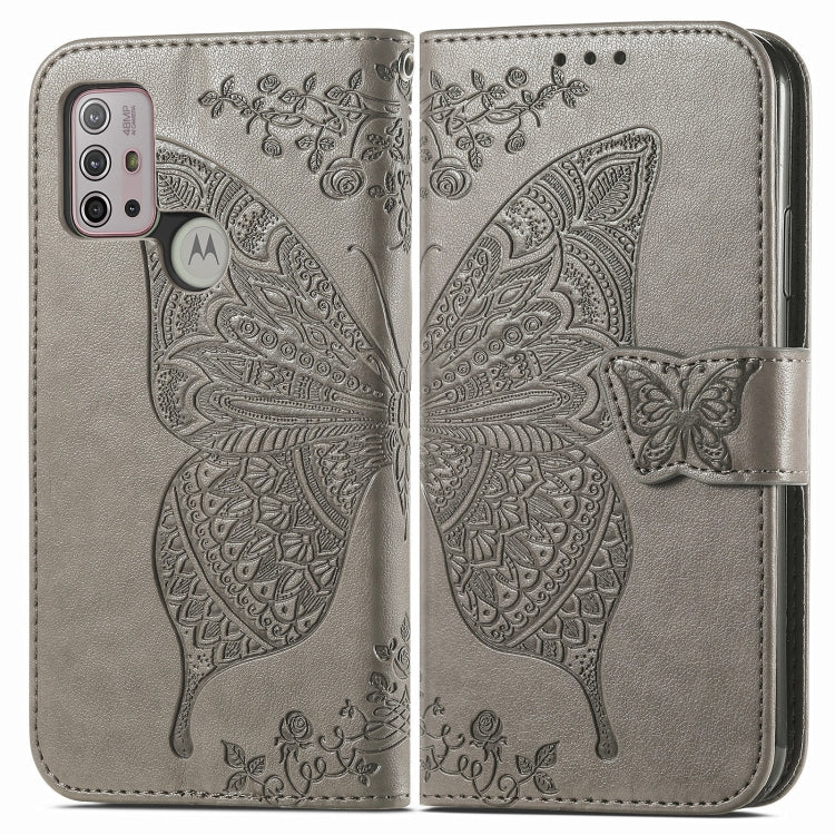 For Motorola Moto G30 / G10 Butterfly Love Flower Embossed Horizontal Flip Leather Case with Bracket & Card Slot & Wallet & Lanyard