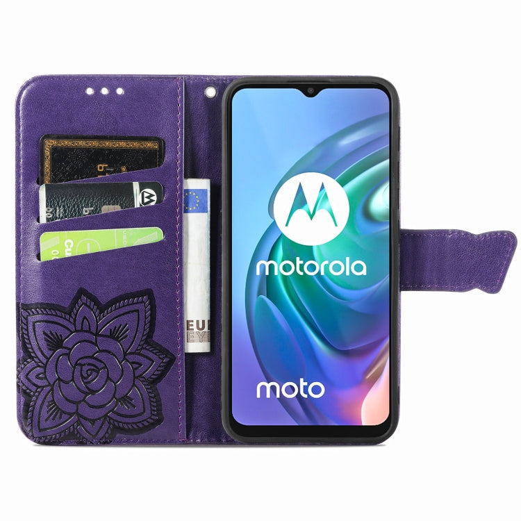 For Motorola Moto G30 / G10 Butterfly Love Flower Embossed Horizontal Flip Leather Case with Bracket & Card Slot & Wallet & Lanyard