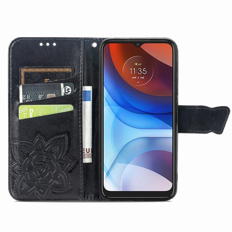 For Motorola Moto E7 Power Butterfly Love Flower Embossed Horizontal Flip Leather Case with Bracket & Card Slot & Wallet & Lanyard