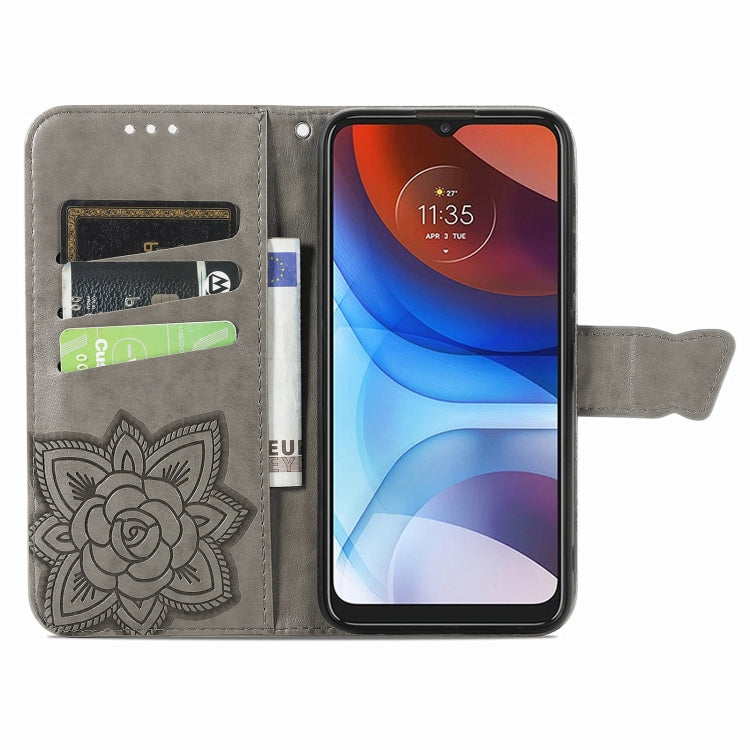For Motorola Moto E7 Power Butterfly Love Flower Embossed Horizontal Flip Leather Case with Bracket & Card Slot & Wallet & Lanyard