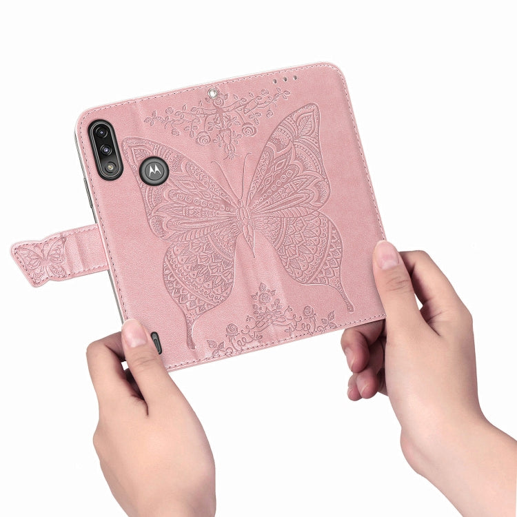 For Motorola Moto E7 Power Butterfly Love Flower Embossed Horizontal Flip Leather Case with Bracket & Card Slot & Wallet & Lanyard