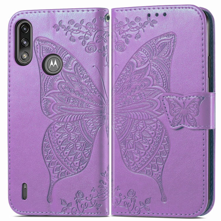 For Motorola Moto E7 Power Butterfly Love Flower Embossed Horizontal Flip Leather Case with Bracket & Card Slot & Wallet & Lanyard