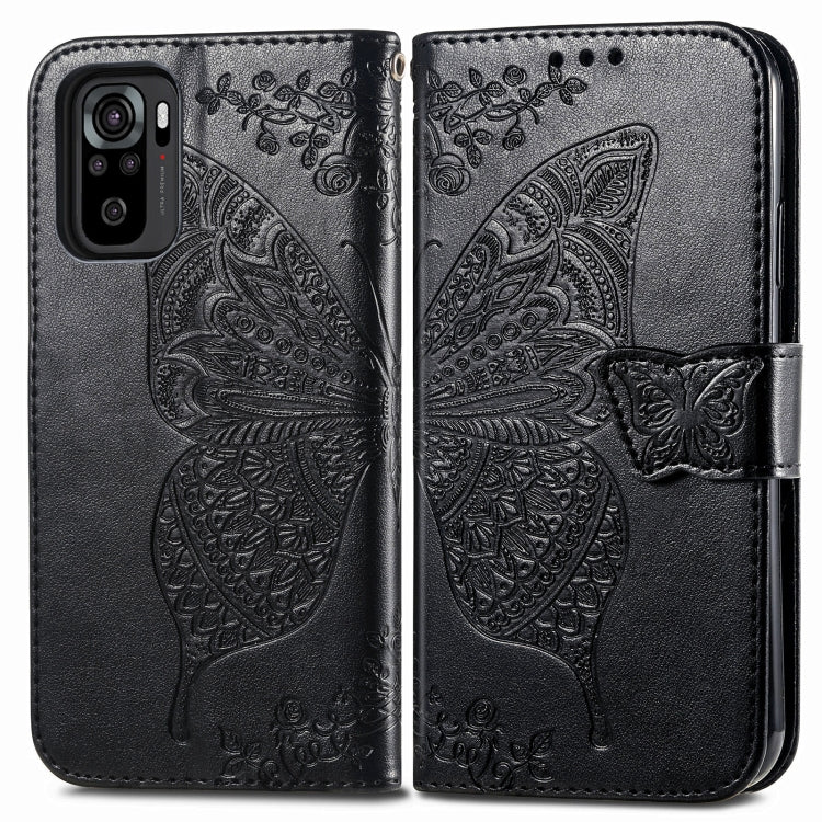 For Xiaomi Redmi Note 10 4G Butterfly Love Flower Embossed Horizontal Flip Leather Case with Bracket & Card Slot & Wallet & Lanyard