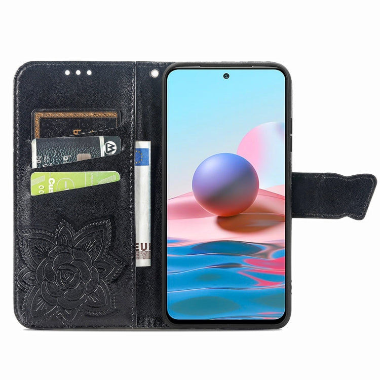 For Xiaomi Redmi Note 10 4G Butterfly Love Flower Embossed Horizontal Flip Leather Case with Bracket & Card Slot & Wallet & Lanyard