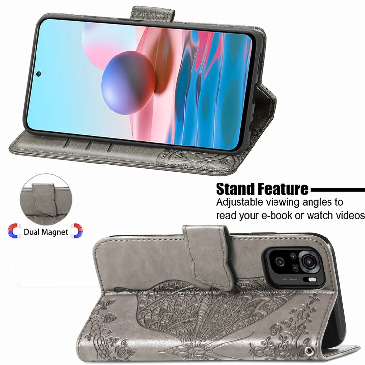 For Xiaomi Redmi Note 10 4G Butterfly Love Flower Embossed Horizontal Flip Leather Case with Bracket & Card Slot & Wallet & Lanyard