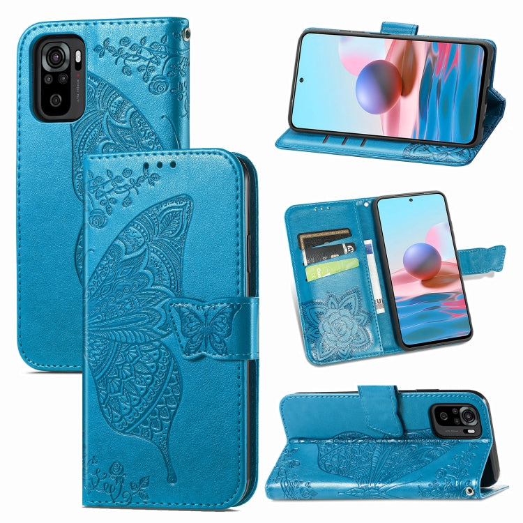 For Xiaomi Redmi Note 10 4G Butterfly Love Flower Embossed Horizontal Flip Leather Case with Bracket & Card Slot & Wallet & Lanyard