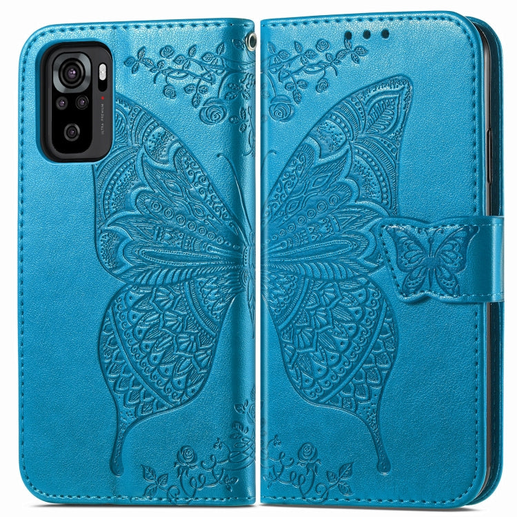 For Xiaomi Redmi Note 10 4G Butterfly Love Flower Embossed Horizontal Flip Leather Case with Bracket & Card Slot & Wallet & Lanyard