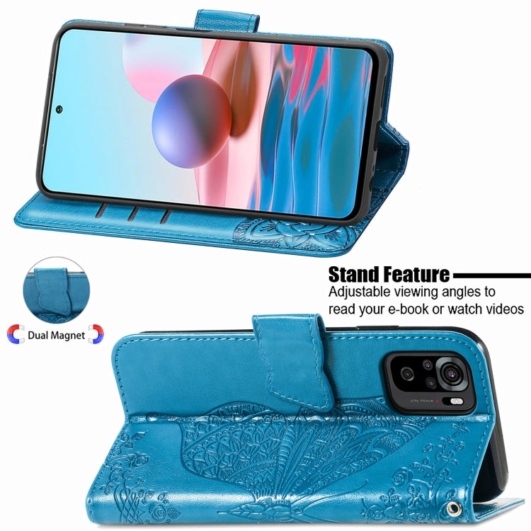 For Xiaomi Redmi Note 10 4G Butterfly Love Flower Embossed Horizontal Flip Leather Case with Bracket & Card Slot & Wallet & Lanyard
