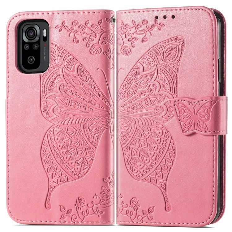 For Xiaomi Redmi Note 10 4G Butterfly Love Flower Embossed Horizontal Flip Leather Case with Bracket & Card Slot & Wallet & Lanyard