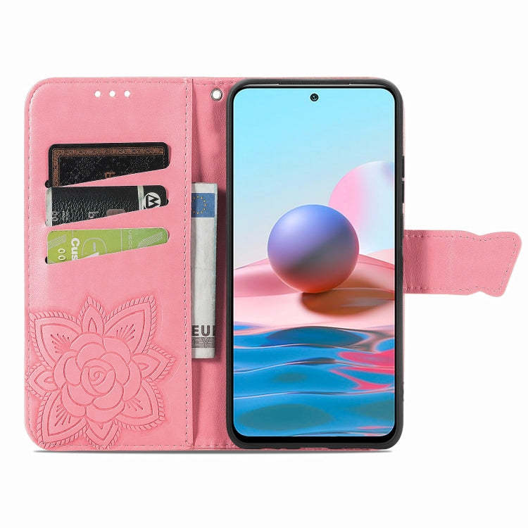 For Xiaomi Redmi Note 10 4G Butterfly Love Flower Embossed Horizontal Flip Leather Case with Bracket & Card Slot & Wallet & Lanyard