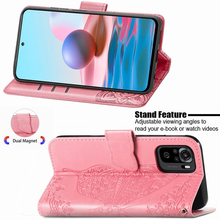 For Xiaomi Redmi Note 10 4G Butterfly Love Flower Embossed Horizontal Flip Leather Case with Bracket & Card Slot & Wallet & Lanyard