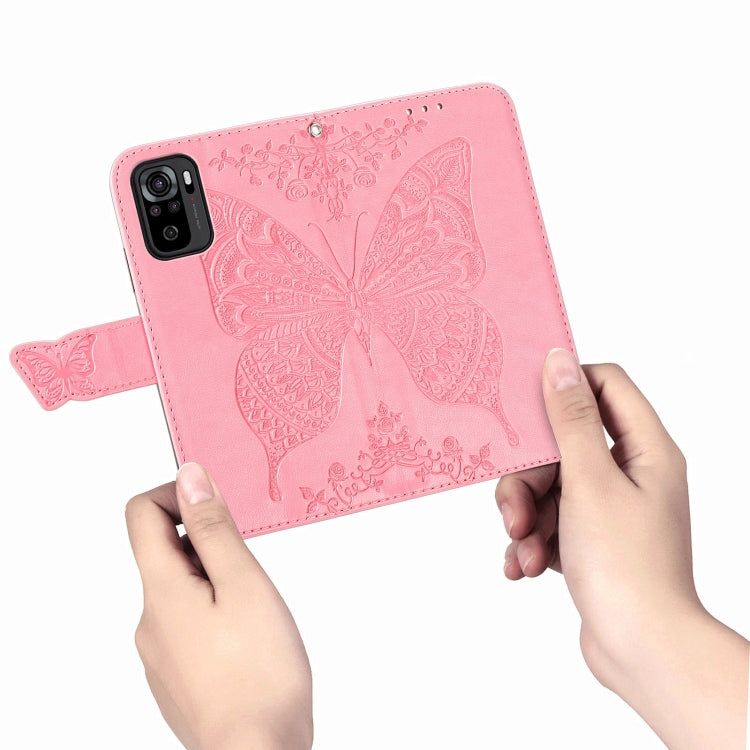 For Xiaomi Redmi Note 10 4G Butterfly Love Flower Embossed Horizontal Flip Leather Case with Bracket & Card Slot & Wallet & Lanyard