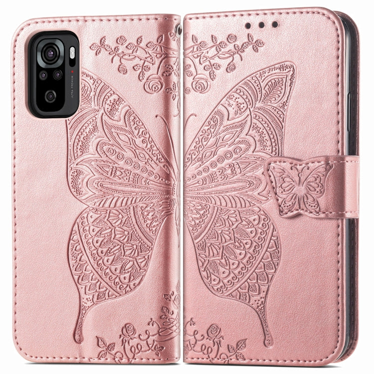 For Xiaomi Redmi Note 10 4G Butterfly Love Flower Embossed Horizontal Flip Leather Case with Bracket & Card Slot & Wallet & Lanyard
