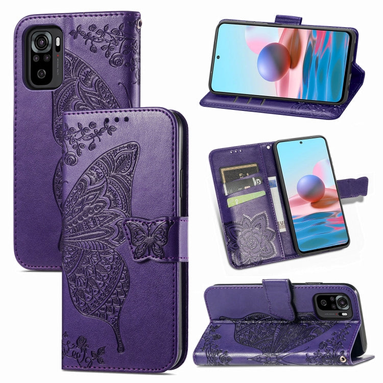 For Xiaomi Redmi Note 10 4G Butterfly Love Flower Embossed Horizontal Flip Leather Case with Bracket & Card Slot & Wallet & Lanyard