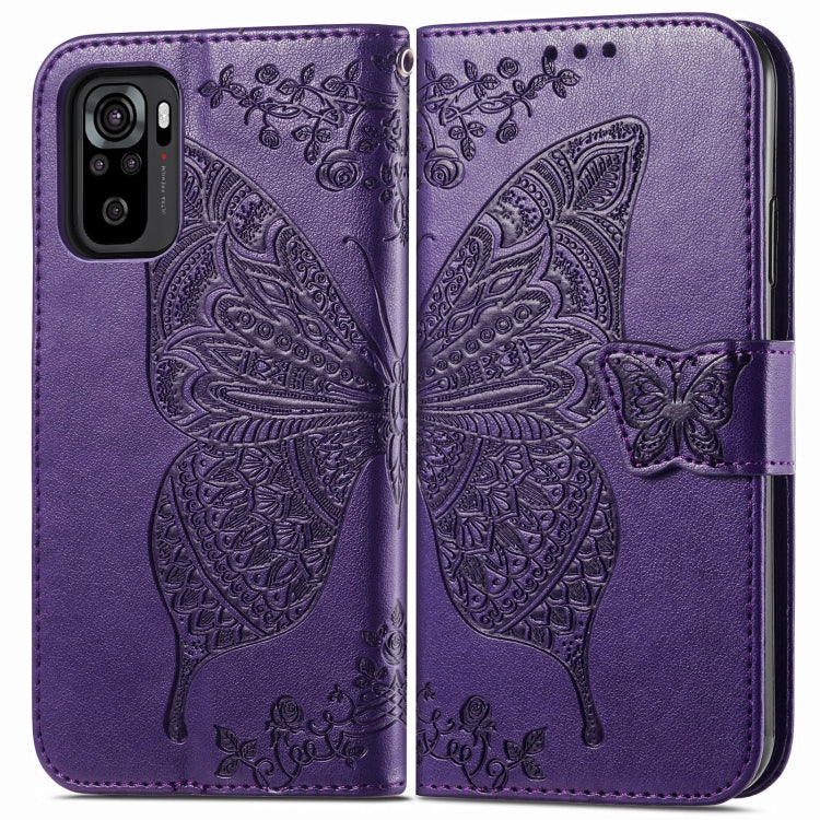 For Xiaomi Redmi Note 10 4G Butterfly Love Flower Embossed Horizontal Flip Leather Case with Bracket & Card Slot & Wallet & Lanyard