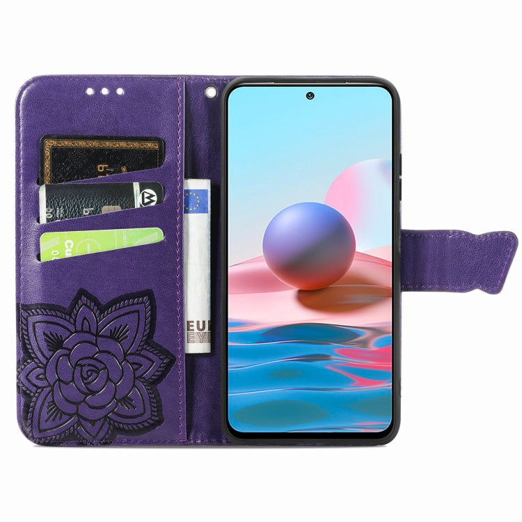 For Xiaomi Redmi Note 10 4G Butterfly Love Flower Embossed Horizontal Flip Leather Case with Bracket & Card Slot & Wallet & Lanyard